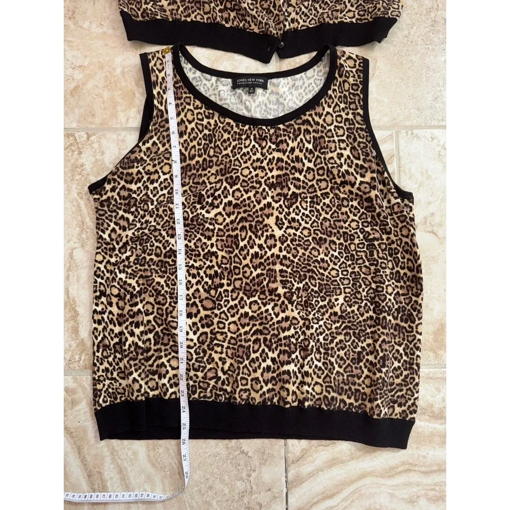 2 Piece Jones New‎ York Leopard Print Cardigan (Sz 3X) And Tank Top (Sz 2X) - Picture 9 of 15